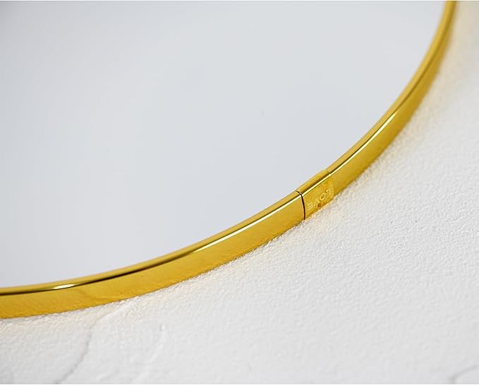 Round Wall Mirror Door Mirror PVC Plastic Frame (Gold, 11.8 inch)