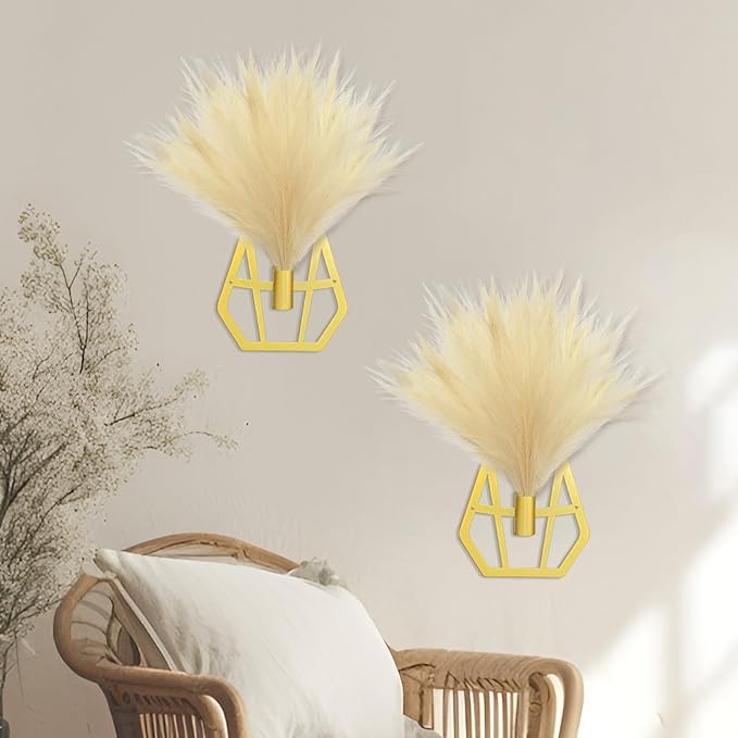 OYEFLY Boho Metal Wall Decor,Hanging Artificial Pampas Display (style 1)