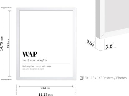 Poster Master Typography Poster - Dictionary Print - WAP Definition, Wet, Requires Bucket and Mop, Minimal, Funny - Gift for Girl, Friend - Wall Decor for Home, Bedroom, Dorm, 11x14 White Framed