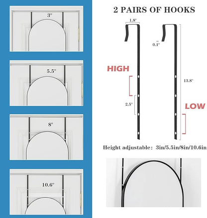 DMWOODFL 50"x16" Black Arched Over The Door Mirror, Adjustable Height Full Length Mirror with Shatterproof Glass & Aluminum Frame, Wall Mounted Hanging Mirror for Bedroom Living Room Bathroom Dorm