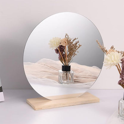 8 inch Glass Round Mirror Circle Wall Mounted for Bathroom, Living Room, Home Decor, Small Round Mirror Plate Trays for Wedding Table Centerpieces