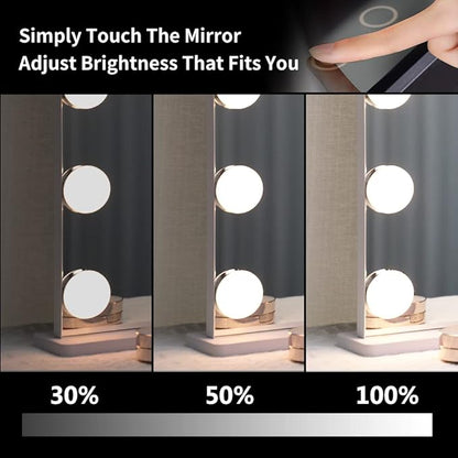 ANYHI Vanity Mirror with Lights, Large Hollywood Lighted Mirror with 14 Big LED Bulbs, Mirror with Lights for Makeup Desk, Smart Touch Control, Tabletop or Wall-Mounted, 24.4" x 19.7" (White)
