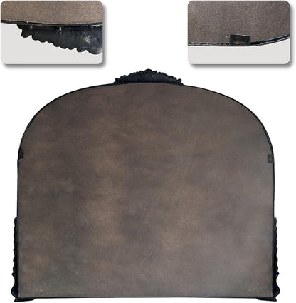 OUSHUAI Black Vintage Wall Mirror,Antique Wide Mirror Decor,Arched Big Mirror for Entryway/Bathroom/Fireplace 37"X29"