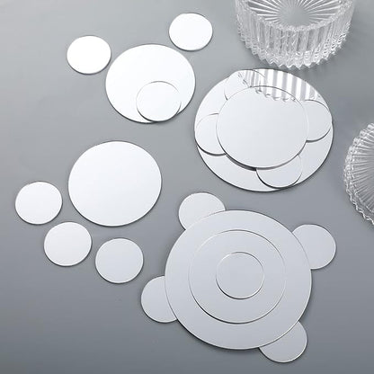 Jetec 40 Pieces Mini Size Round Mirror Small Round Mirror Adhesive Tiles Home Decoration for Crafts and DIY Projects Supplies(1 Inch, 2 Inch, 3 Inch)