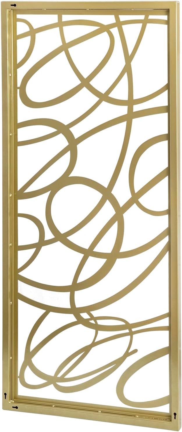 MyGift 44 x 22 Large Gold Metal Minimalist Abstract Laser Cut Design Wall Art, Suitable for Hotel Living Room Office Accent Home Decor, Ready to Hang Panel
