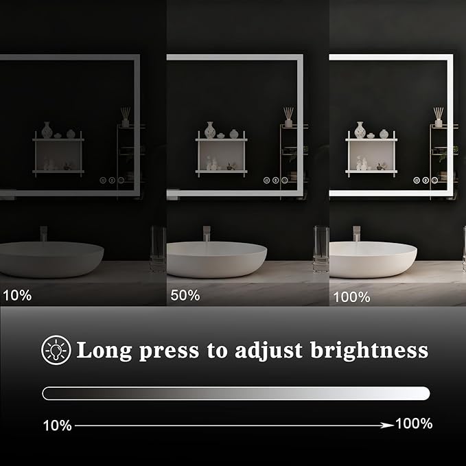 WTTY LED Bathroom Mirror 60"x36" with RGB Backlit and Front Light,Stepless Dimmable LED Mirror for Bathroom,Lighted Bathroom Vanity Mirror,Anti-Fog,Memory Function,Shatter-Proof,Wall Mounted