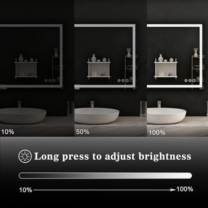 WTTY LED Bathroom Mirror 48"x32" with RGB Backlit and Front Light,Stepless Dimmable LED Mirror for Bathroom,Colored Lighted Bathroom Vanity Mirror,Anti-Fog,Memory Function,Shatter-Proof