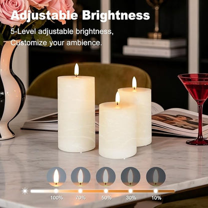 LEDHOLYT Rechargeable Flameless Candles, RGB Color Changing Realistic Flickering Flameless Candles with Remote & Timer, Set of 3