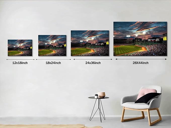 Yatsen Bridge Sports Court Prints Canvas Wall Art Modern Landscape Painting Artwork Picture for Living Room Office Home Decor House Warming Present Stretched Framed Ready to Hang (44" W x 28" H)