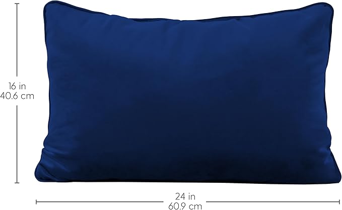 FDP 16" x 24" Velvet Rectangle Lumbar Pillow Set with Piping Decorative Throw Pillow for Home Dcor in Living Room, Bedroom or Lounge (2-Pack) - Eclipse, 15160-348