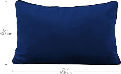 FDP 16" x 24" Velvet Rectangle Lumbar Pillow Set with Piping Decorative Throw Pillow for Home Dcor in Living Room, Bedroom or Lounge (2-Pack) - Eclipse, 15160-348