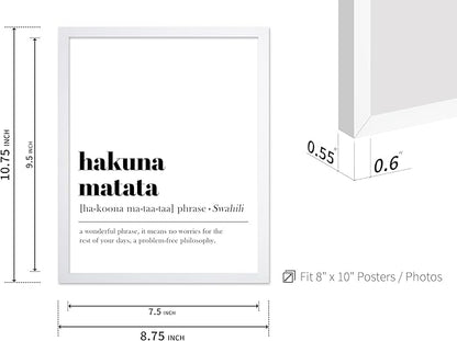 Poster Master Typography Poster - Dictionary Print - Hakuna Matata Definition, Wonderful Phrase, No Worries, Funny, Motivational - Gift for Kids, Friend - Wall Decor for Home, 8x10 White Framed