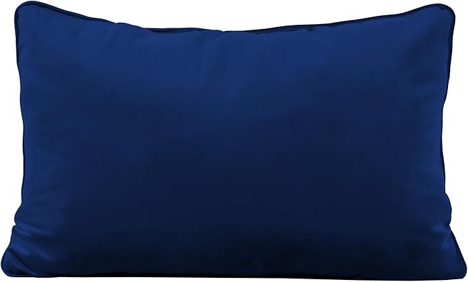 FDP 16" x 24" Velvet Rectangle Lumbar Pillow Set with Piping Decorative Throw Pillow for Home Dcor in Living Room, Bedroom or Lounge (2-Pack) - Eclipse, 15160-348