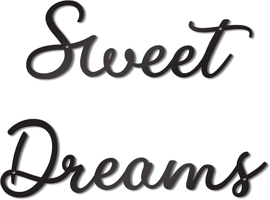 Zzbakress Sweet Dreams Wall Decor Metal Wall Art Large Modern Living Room Farmhouse Sign for Bedroom Black Metal Wall Art for Office and Home Wall Decor (Black, Elegant)