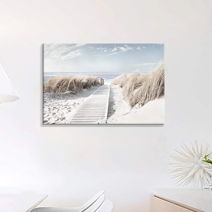 Hardy Gallery Beach Canvas Wall Art Prints: Coastal Seascape Picture Road to Beach Artwork Painting on Canvas for Living Room (45'' x 30'' x 1 Panel)