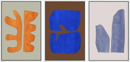 SIGNLEADER Framed Canvas Print Wall Art Set Multicolor Vibrant Mid-Century Figure Collage Abstract Shapes Illustrations Modern Art Boho Decorative for Living Room, Bedroom, Office - 24"x36"x3 WHITE