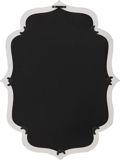 Rustic Scalloped Oval Mirrors for Bathroom 18 X 24 Inch, Hanging Distressed White Wooden Framed Vintage Mirrors for Wall Decor Living Room, Farmhouse Wavy Entryway Wall Mirror Decorative