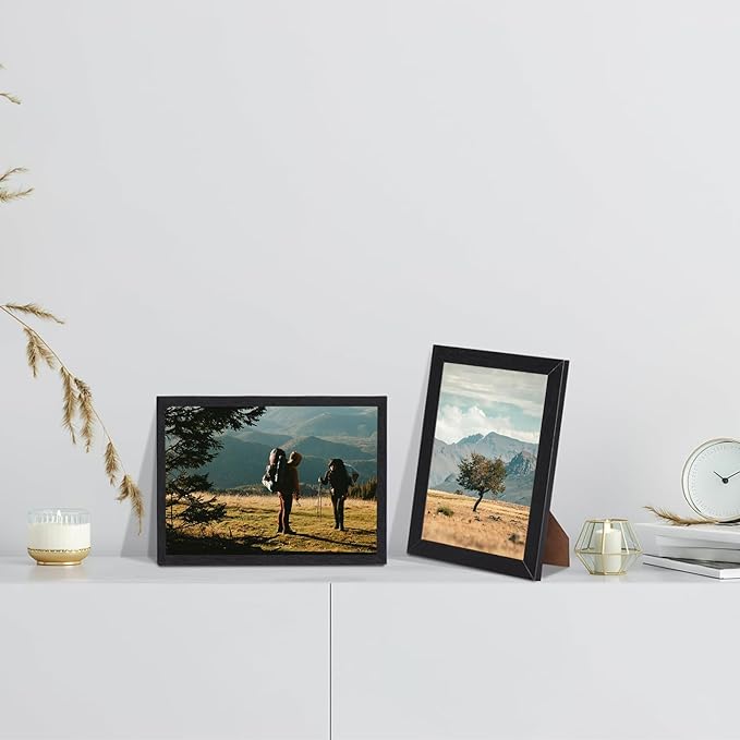 A ART·ZONE Black Picture Frames 5x7-18 Pack Photo Frame Set for Wall Decor & Tabletop Display, Minimalist Black Frame Collection
