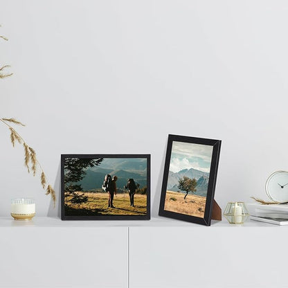 A ART·ZONE Black Picture Frames 5x7-18 Pack Photo Frame Set for Wall Decor & Tabletop Display, Minimalist Black Frame Collection