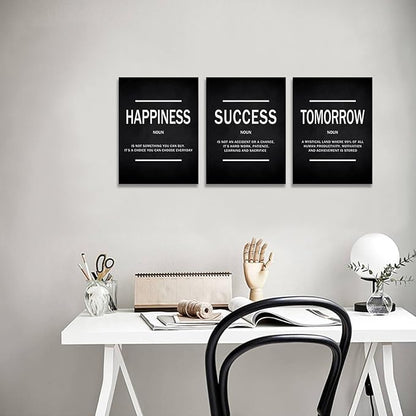 KAWAHONE Success Quotes Wall Art, Motivational Entrepreneur Tomorrow Poster Inspirational Happiness Wall Hanging Picture Decor for Home Office Workplace Gift for Business Leadership Men Women Ready to