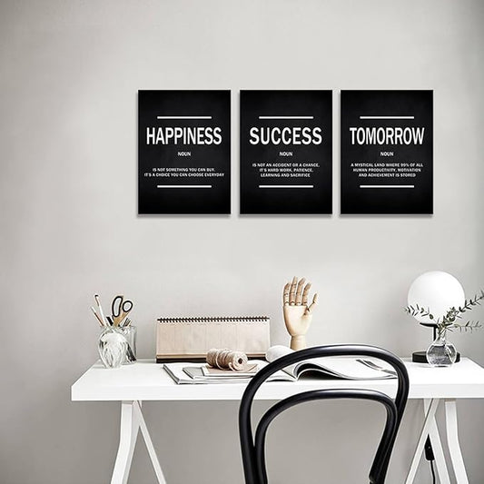 KAWAHONE Success Quotes Wall Art, Motivational Entrepreneur Tomorrow Poster Inspirational Happiness Wall Hanging Picture Decor for Home Office Workplace Gift for Business Leadership Men Women Ready to