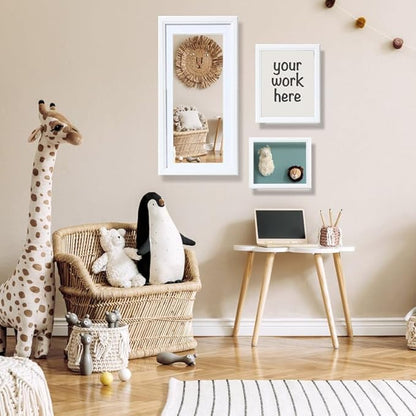 KTKDE 16x20 Picture Frame Real Glass,Poster frame Display Pictures 11x14 with Mat or 16x20 Without Mat, Modern Style Wood Composite Frame,Gallery Wall Frame Wooden White，best gift