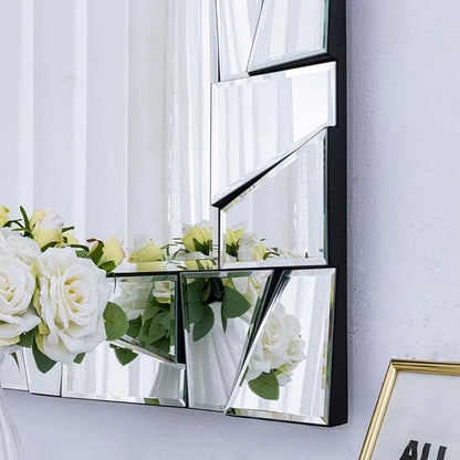 Chende Decorative Mirrors for Wall, 47'' x 32'' Large Living Room Mirror with 3D Glass Beveled Frame, Rectangle Modern Accetn Home Decor for Entryway, Dining Room, Fireplace