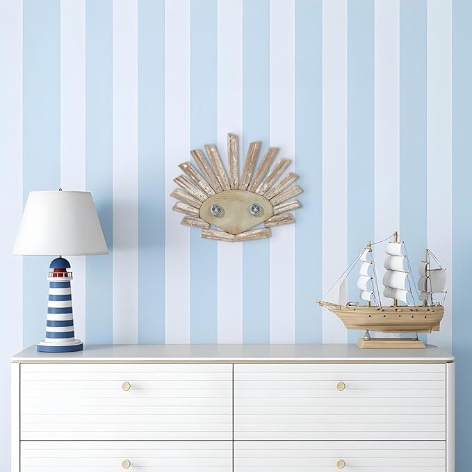 Handmade Driftwood Shell Nautical Wall Decor - 13" x 10.5" Wooden Rustic Coastal Wall Art for Living Room, Bedroom, Office, Bathroom - Ocean Beach Decoration (Shelly)