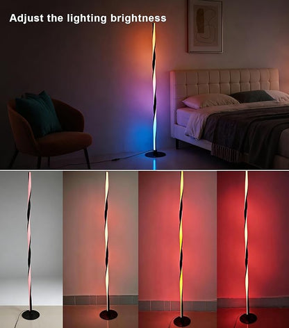 Smart RGBWIC Floor Lamp, LED Corner Lamp compatible with Alexa, Modern Black Floor Lamp with Music Sync and 16 Million DIY Colors, Dimmable Color Changing Standing Lamp for Bedroom Living Game Rooms
