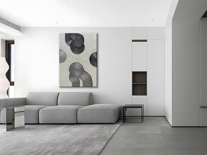 Slyart Grey and Black Abstract Textured Wall Art, Hand-Painted 3D Oil Paintings on Canvas Wall Art 40x28 inch Contemporary Art
