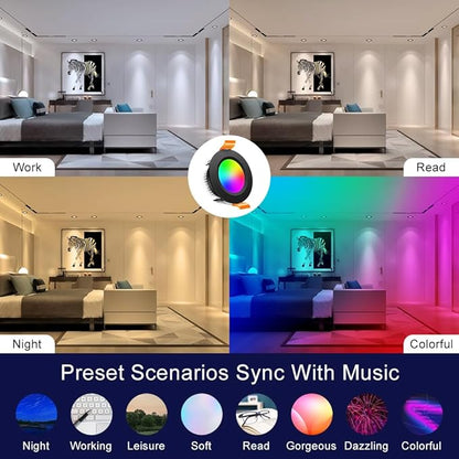 inShareplus 2 Inch Smart LED Recessed Lighting, 5W WiFi RGB Downlight, CCT 2700K-6500K Dimmable Color Changing Ceiling Light with LED Driver, Compatible with Alexa/Google Home, 120V, 10 Pack, Black