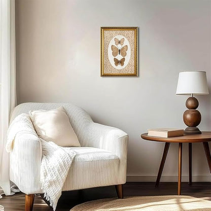 WZGZXU Vintage Gold Framed Wall Art Butterfly Pictures Wall Decor Moth Taxidermy Canvas Art Bathroom Shelf Paintings Print Antique Farmhouse Artwork For Living Room Bedroom