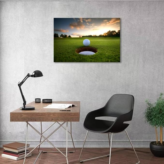 chenchenArt Golf Wall Art for Living Room Bedroom Home Decorations Golf Ball Picture Poster Canvas Prints Modern Artwork Framed Ready to Hang(18''H x 24''W)