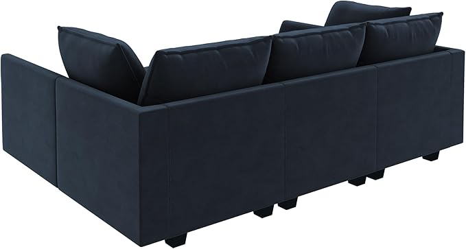 HONBAY Modular Sectional Sleeper Sofa Velvet Sectional Sleeper Couch with Storage Sleeper Sofa Couch for Living Room,Dark Blue
