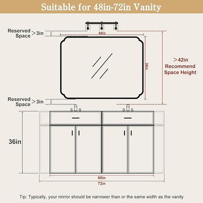 WallBeyond 30" x 48" Wood Bathroom Mirror for Wall Mounted, Rustic Rounded Corner Wood Frame Wall Mirror for Entryway, Living Room or Bedroom Home Decorative, Natural