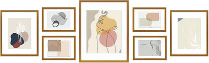 Golden State Art, 7 Pack Floating Frames for One 11x14, Two 8x10, and Four 5x7 Pictures. Aluminum Photos Frame for Wall Display (Bronze)