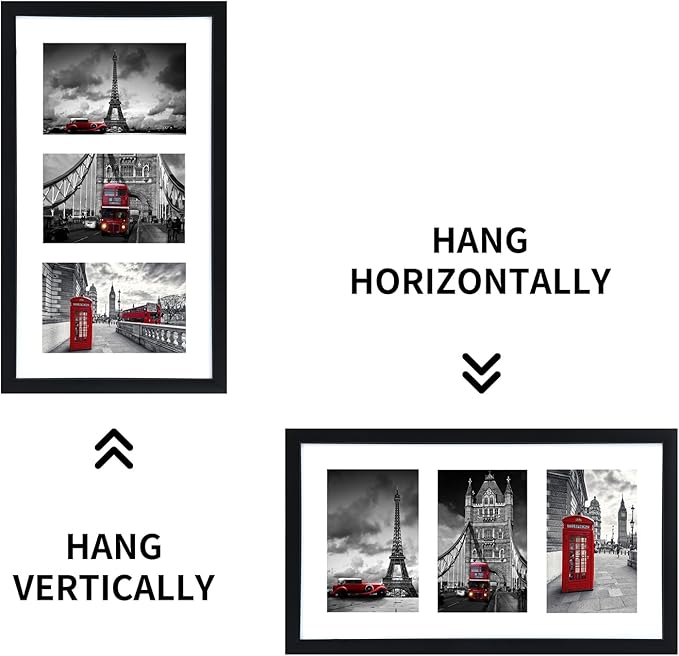 Fixwal 8x14 Collage Picture Frame with Three Openings for Displaying 4x6 Pictures, 4x6 Picture Frame Collage, Gallery Wall Frame, Multi Picture Frames for Wall Decor