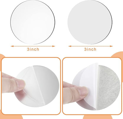 Jetec 25 Pcs Small Round Mirrors for Crafts Adhesive Round Mirror Tiles for Centerpieces Home Wall DIY(3 Inch in Diameter)