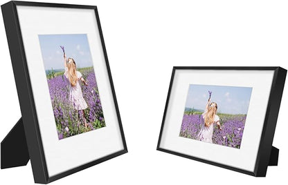 Golden State Art, Gallery Wall Frame Set of 6 - Black 9x12 Aluminum Photo Frames with Mat for 6x8 Pictures - 9 x 12 inch Metal Frame with Real Glass Cover - Elegant Home or Office Decor