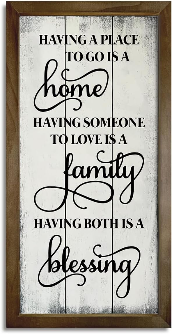 Warm Home Decors, Wood Rustic Hanging Signs, Living Room Decor, Family Room Signs, Wooden Framed Wall Decor, Housewarming Gift, Having A Place to Go is A Home Sign 15×7.5×0.3 inches