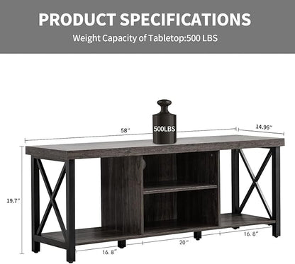GAZHOME TV Stand for TV up to 65 Inches, TV Cabinet with Open Storage, TV Console Unit with Shelving for Living Room, Entertainment Room, Gray