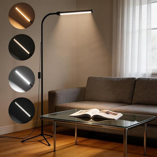 Floor Lamp,360°Gooseneck Adjustable Height from 23.6"to 68.9",Dual Mode Dimmable LED Eye-Friendly Reading Lamp with Tripod Base,for Desk,Bedroom,Living Room,Office,Eyelash Extension Tattoo Studio