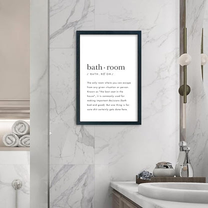 YWMZYKJGS Bathroom Quotes Wall Decor 16"×11" for Toile Restroom Rules Sign Funny black and white Restroom Quotes Modren Bathroom Wall Hanging Art (Black)