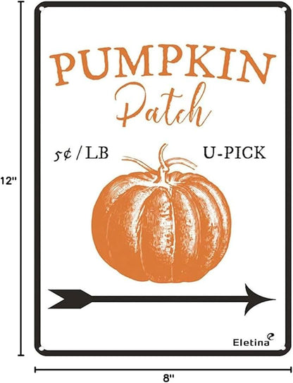 Pumpkin Patch Sign Decor Halloween Lover Gift Fall Sign for Outdoor & Indoor Metal Sign Aluminum Sign 8 X 12 Inch