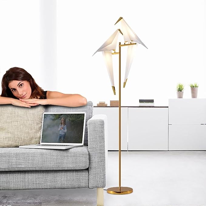 Bird Floor Lamp, 68" Bird Lamp Modern Gold Origami Swing Crane Floor Pendant Light Fixtures for Bedroom Dining Living Room
