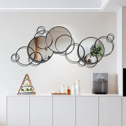 Wall Mirror Decorative, Large Decorative Mirrors for Wall Decor, Round Black Mirror Wall Art, Wall Mirrors for Living Room, Entryway, Bedroom, Dining Room Kitchen 45''x25.5''