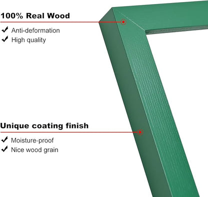 KINLINK 12x16 Picture Frame Green, Solid Wood Frames with Acrylic Plexiglass for Pictures 11x14/9x12 with Mat or 12x16 without Mat, Wall Display Photo Frame, Set of 4