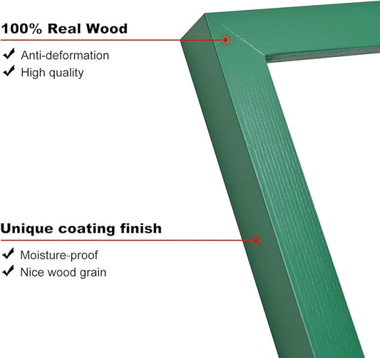 KINLINK 12x16 Picture Frame Green, Solid Wood Frames with Acrylic Plexiglass for Pictures 11x14/9x12 with Mat or 12x16 without Mat, Wall Display Photo Frame, Set of 4