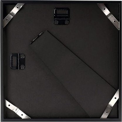 Golden State Art, Gallery Wall Frame Set of 6 - Black 8x8 Aluminum Photo Frames with Mat for 4x4 Pictures - 8 x 8 inch Metal Frame with Real Glass Cover - Elegant Home or Office Decor