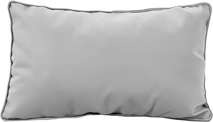 FDP 12" x 20" Velvet and Vinyl Rectangle Lumbar Pillow Set with Piping Decorative Throw Pillow for Home Décor in Living Room, Bedroom or Lounge (2-Pack) - Sterling, 15163-344